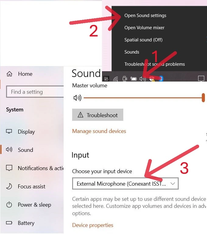 Windows Sound Input Settings Screenshot